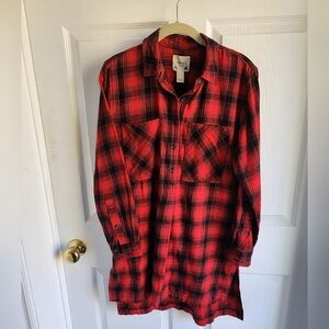 Forever 21 Red and Black Plaid flannel Tunic/dress